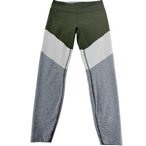 Outdoor Voices Tri-Tone Colorblock TechSweat 7/8 Leggings Green Grey Womens M